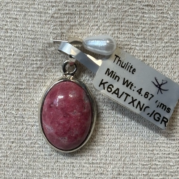 Jewelry - NWT 925 Genuine Pink AAA Thulite Oval Sterling Silver Pendant